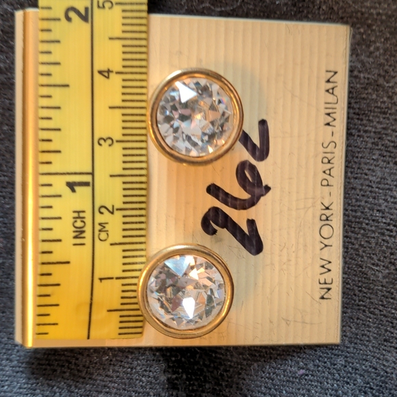 Jordache Gold Tone Rhinestone Earrings - Picture 3 of 4
